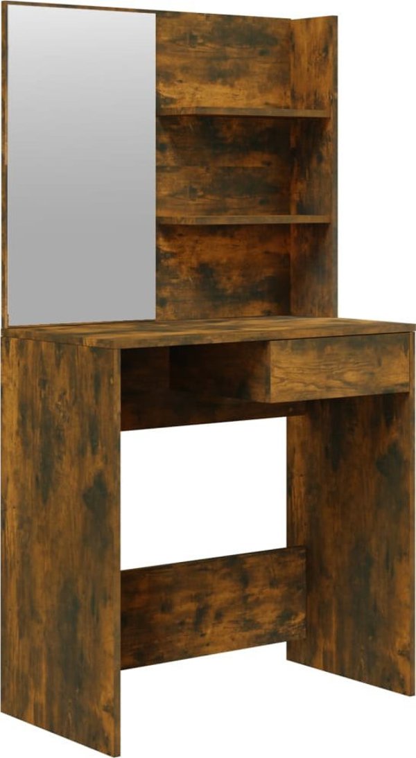 vidaXL Toaletka με καθρέφτη, καπνιστό δρυς, 74,5x40x141 cm