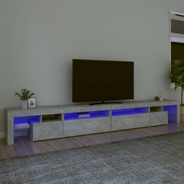 Έπιπλο TV vidaXL με φωτισμό LED, γκρι τσιμέντου, 290x36,5x40cm