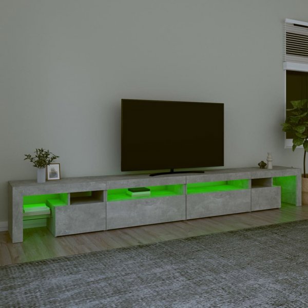 Έπιπλο TV vidaXL με φωτισμό LED, γκρι τσιμέντου, 290x36,5x40cm