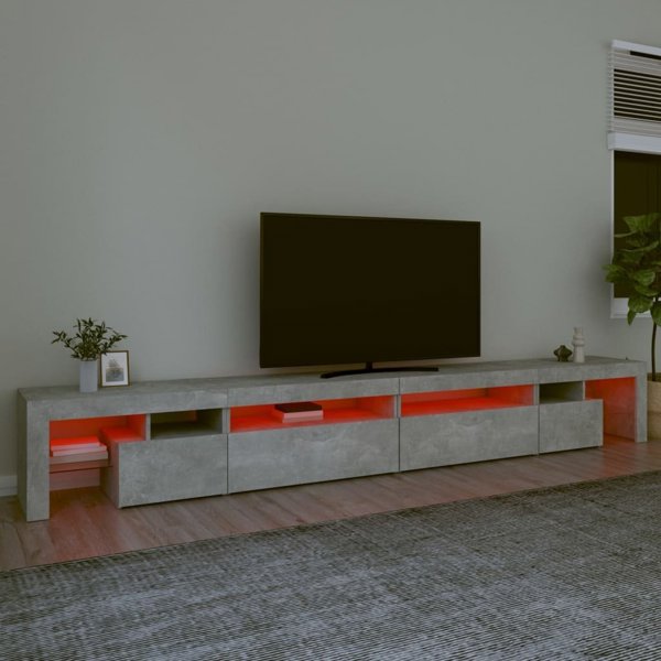 Έπιπλο TV vidaXL με φωτισμό LED, γκρι τσιμέντου, 290x36,5x40cm