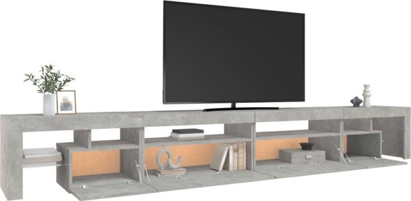 Έπιπλο TV vidaXL με φωτισμό LED, γκρι τσιμέντου, 290x36,5x40cm