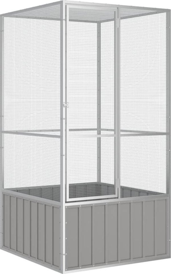 vidaXL Woliera, szara, 111x107x211,5 cm, galwanizowana stal