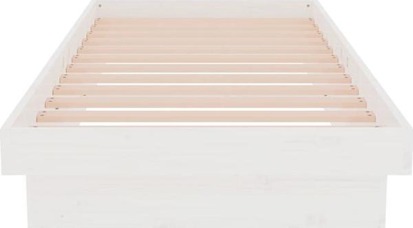 vidaXL Rama κρεβατιού, λευκή, από μασίφ ξύλο, 75 x 190 cm, μονό