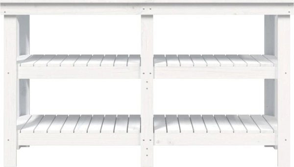 vidaXL Τραπεζάκι εργασίας, λευκό, 142,5x50x80 cm, μασίφ ξύλο πεύκου