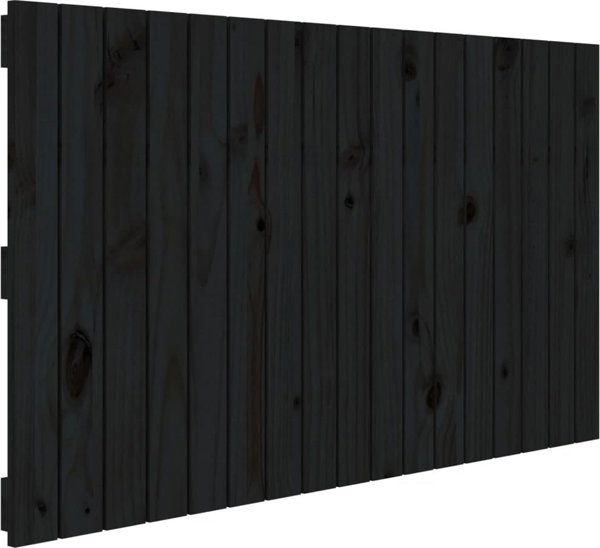 vidaXL Κεφαλάρι κρεβατιού μαύρο 108x3x60 cm από μασίφ πεύκο