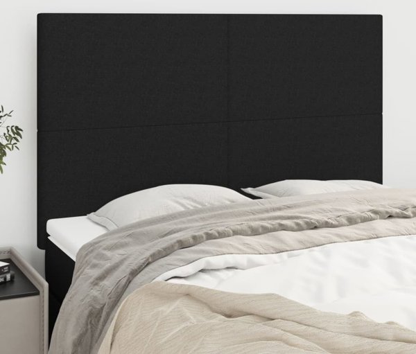 vidaXL Σετ 4 κεφαλάρια κρεβατιού, μαύρα, 72x5x78/88 εκ., ύφασμα