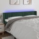 vidaXL Κεφαλάρι για κρεβάτι με LED, σκούρο πράσινο, 163x16x78/88cm, βελούδο