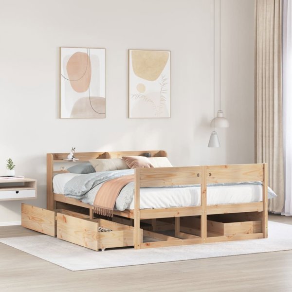 vidaXL Σκελετός Κρεβατιού χωρίς Στρώμα, 135x190 εκ., Μασίφ Πεύκο