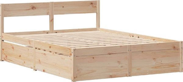 vidaXL Σκελετός Κρεβατιού χωρίς Στρώμα, 135x190 εκ., Μασίφ Πεύκο