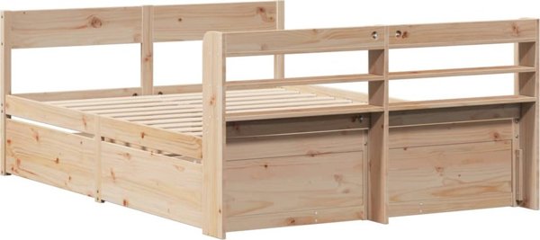 vidaXL Σκελετός Κρεβατιού χωρίς Στρώμα, 135x190 εκ., Μασίφ Πεύκο