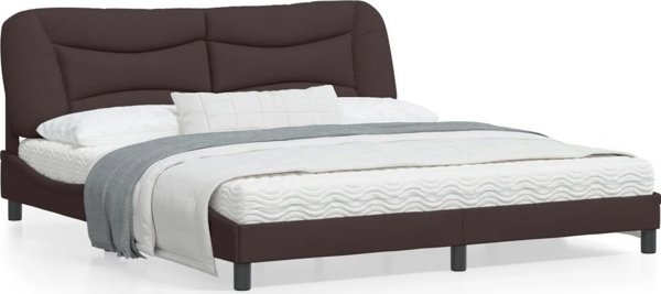 vidaXL Rama lozka z zaglowkiem, ciemnobrazowa 180x200 cm obita tkanina