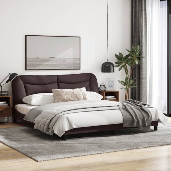 vidaXL Rama lozka z zaglowkiem, ciemnobrazowa 180x200 cm obita tkanina