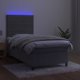 vidaXL Κρεβάτι Continental με στρώμα και LED, γκρι βελούδο, 90x190 εκ.