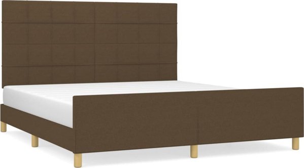 vidaXL Rama κρεβατιού με κεφαλάρι, σκούρο καφέ, 160x200 εκ., επενδεδυμένη με ύφασμα