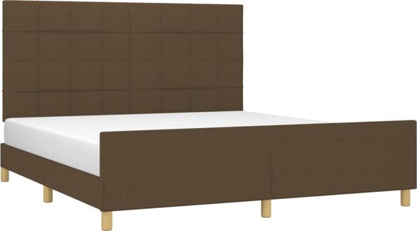 vidaXL Rama κρεβατιού με κεφαλάρι, σκούρο καφέ, 160x200 εκ., επενδεδυμένη με ύφασμα