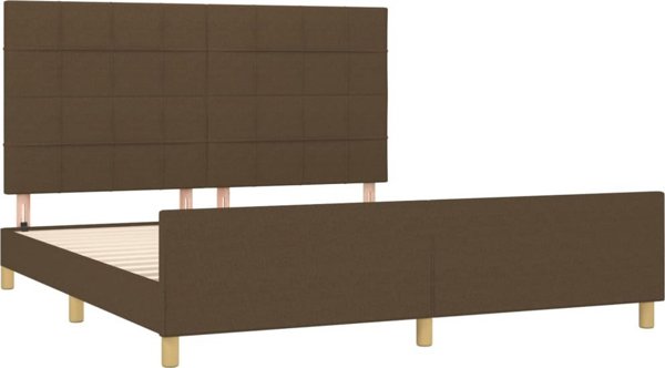vidaXL Rama κρεβατιού με κεφαλάρι, σκούρο καφέ, 160x200 εκ., επενδεδυμένη με ύφασμα