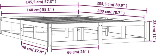 vidaXL Ραμφί κρεβατιού, 140 x 200 εκ., από σωστό ξύλο