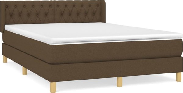 vidaXL Λαικό κρεβάτι με στρώμα, καφέ, ύφασμα, 140x200 cm
