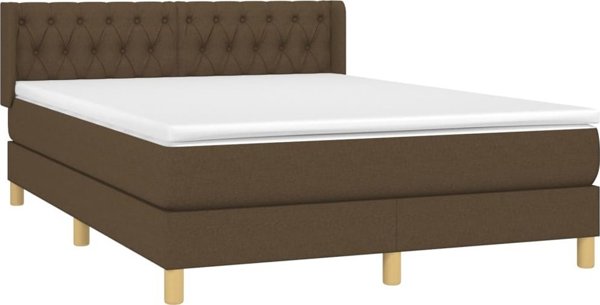 vidaXL Λαικό κρεβάτι με στρώμα, καφέ, ύφασμα, 140x200 cm