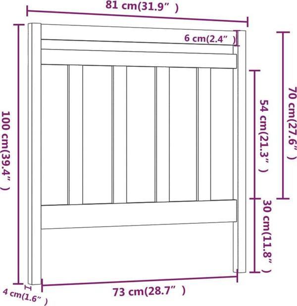 vidaXL Κεφαλάρι κρεβατιού, μαύρο, 81x4x100 cm, συμπαγές πεύκο