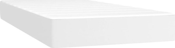 vidaXL Λευκό Υπερυψωμένο Κρεβάτι με Στρώμα 90x200 εκ. από Συνθετικό Δέρμα