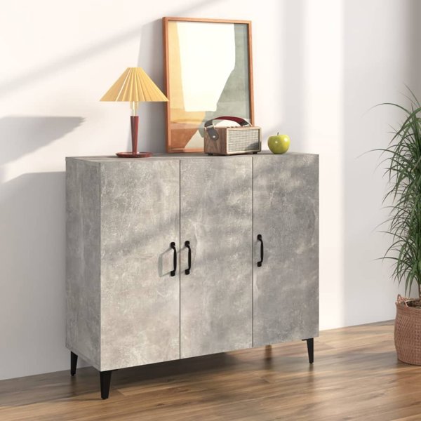 vidaXL Szafka, γκρι σκυρόδεμα, 90x34x80 εκ., σύνθετο ξύλο
