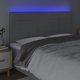 vidaXL Κεφαλάρι κρεβατιού με LED, ανοιχτό γκρι, 200x5x118/128 εκ, ύφασμα