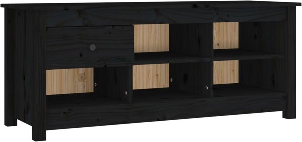 vidaXL Szafka na buty, czarna, 110x38x45,5 cm, lite drewno sosnowe