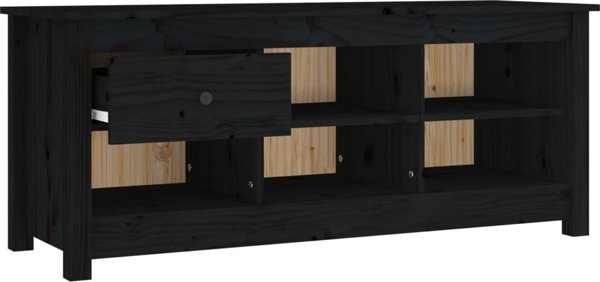 vidaXL Szafka na buty, czarna, 110x38x45,5 cm, lite drewno sosnowe