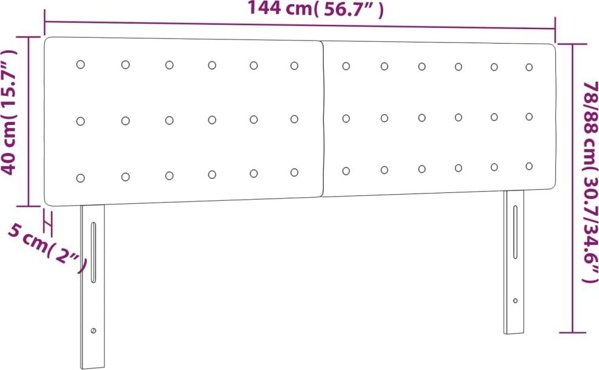 vidaXL Κεφαλάρι κρεβατιού με LED, μπλε, 144x5x78/88 cm, ύφασμα