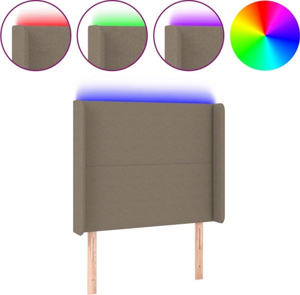 vidaXL Κεφαλάρι για κρεβάτι με LED, ταμπε, 103x16x118/128 cm, ύφασμα