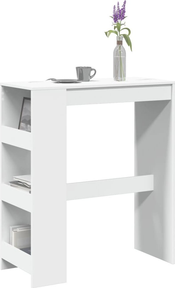 vidaXL Stolik barowy z polkami, bialy, 90x40x103,5 cm