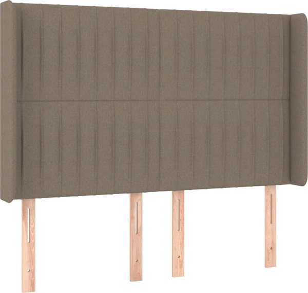 vidaXL Κοντινενταλ κρεβάτι με στρώμα, taupe, 140x200 cm, υφασμάτινη επένδυση