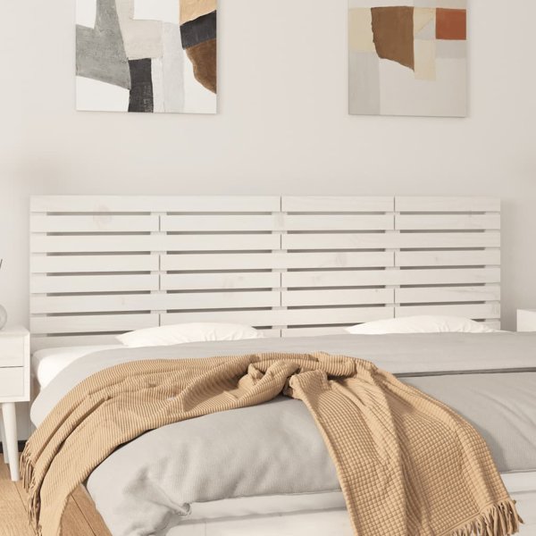vidaXL Wezglowie lozka, biale, 206x3x63 cm, lite drewno sosnowe
