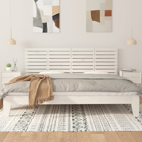 vidaXL Wezglowie lozka, biale, 206x3x63 cm, lite drewno sosnowe
