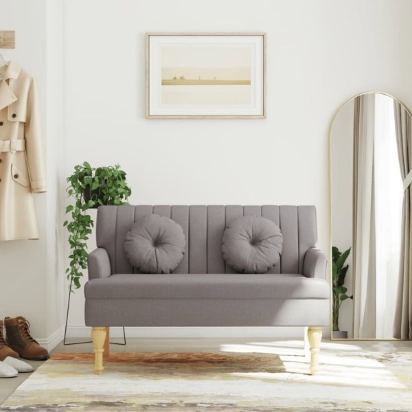 vidaXL Παγκάκι με μαξιλάρια, χρώμα ταουπέ, 113x64,5x75,5 εκ., ύφασμα