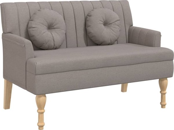 vidaXL Παγκάκι με μαξιλάρια, χρώμα ταουπέ, 113x64,5x75,5 εκ., ύφασμα