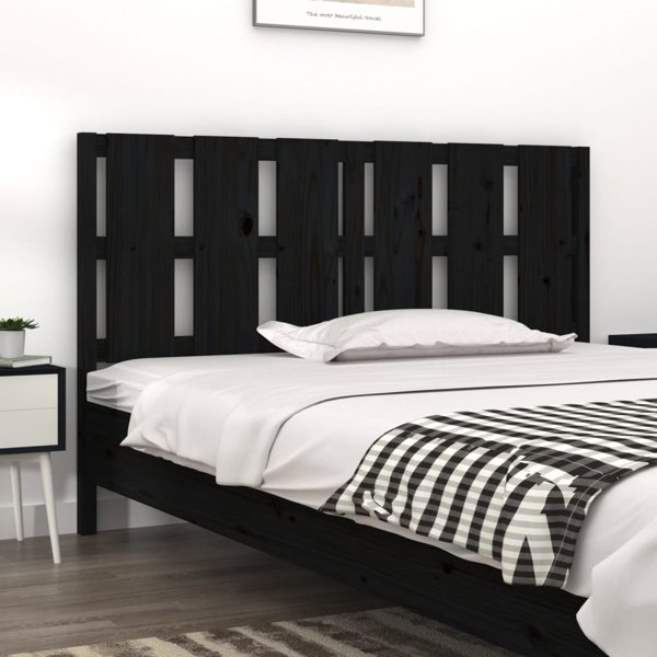 vidaXL Κεφαλάρι Κρεβατιού Μαύρο, 155,5x4x100 cm, από Μασίφ Πεύκο