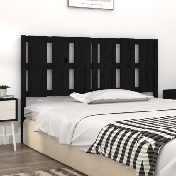 vidaXL Κεφαλάρι Κρεβατιού Μαύρο, 155,5x4x100 cm, από Μασίφ Πεύκο