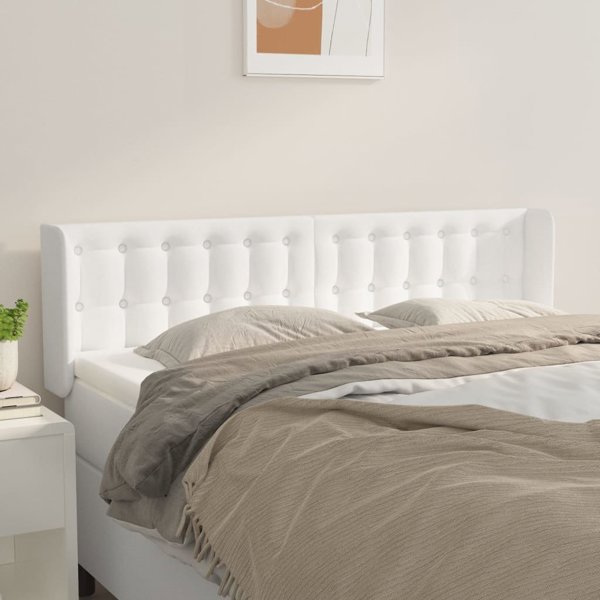 vidaXL Zaglowek uszak, bialy, 147x16x78/88 cm, sztuczna skora