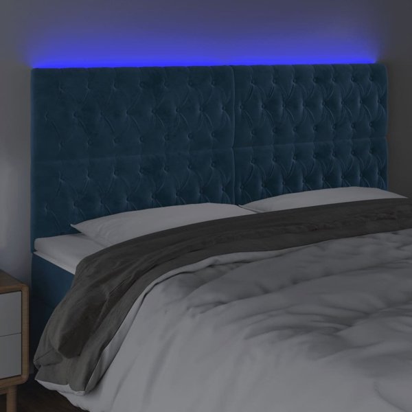 vidaXL Κεφαλάρι κρεβατιού με LED, σκούρο μπλε, 200x7x118/128 cm