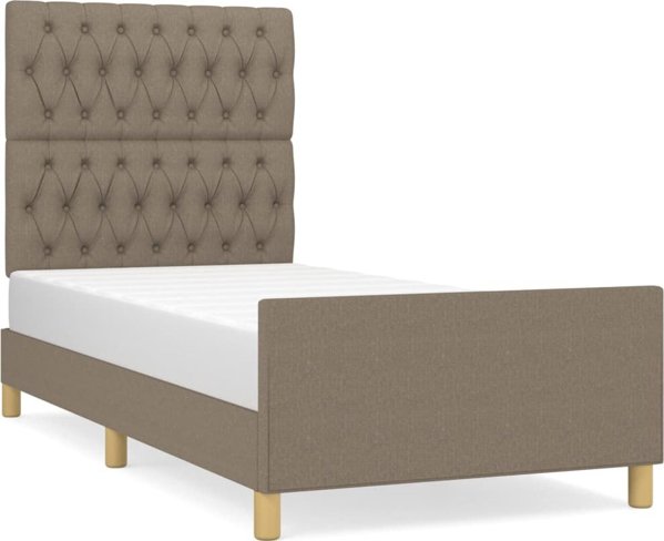 vidaXL Κρεβατοκάμαρα με Κεφαλάρι, Taupe, 90x190 εκ., Επενδεδυμένο Ύφασμα