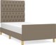 vidaXL Κρεβατοκάμαρα με Κεφαλάρι, Taupe, 90x190 εκ., Επενδεδυμένο Ύφασμα