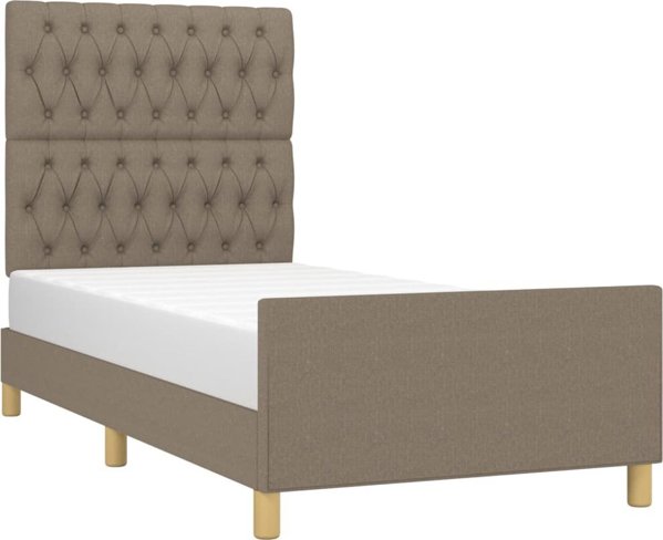 vidaXL Κρεβατοκάμαρα με Κεφαλάρι, Taupe, 90x190 εκ., Επενδεδυμένο Ύφασμα