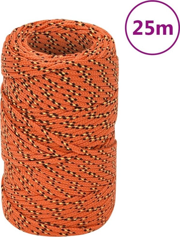 vidaXL ναυτικό σχοινί πορτοκαλί, 2 mm, 25 m, πολυπροπυλένιο
