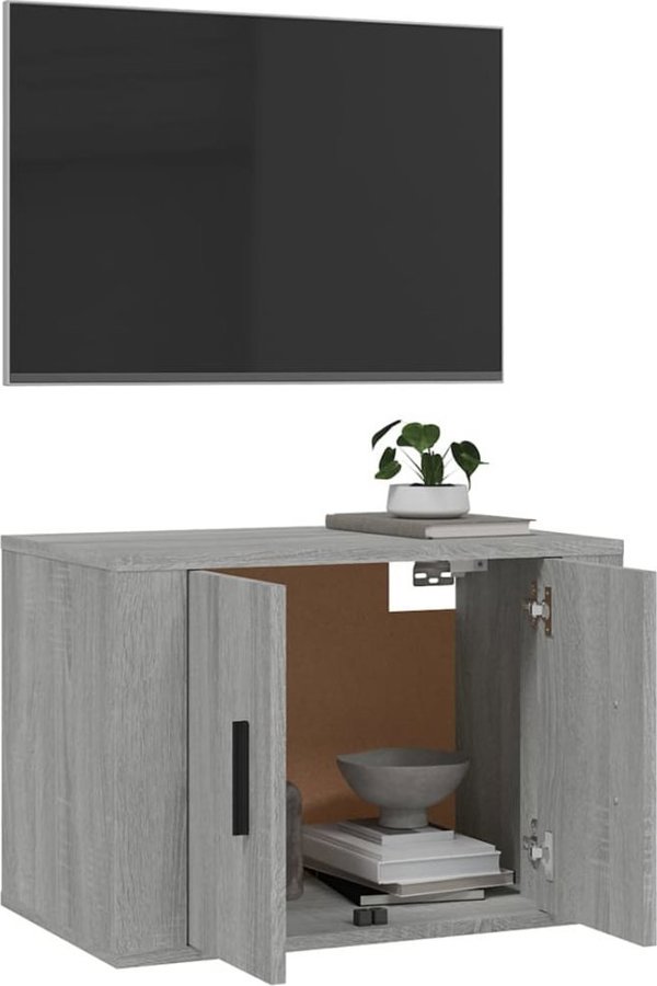 vidaXL Kriska telewizyjna wiszaca, szary dab sonoma, 57x34,5x40 cm