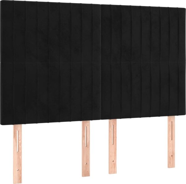 vidaXL Lozko kontynentalne z materacem i LED czarny aksamit 140x190 cm