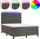 vidaXL Λύκο Kontynentalne με στρώμα και LED, γκρι βελούδο, 140x200cm