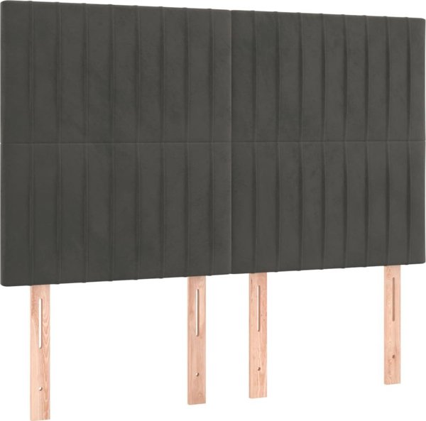 vidaXL Λύκο Kontynentalne με στρώμα και LED, γκρι βελούδο, 140x200cm