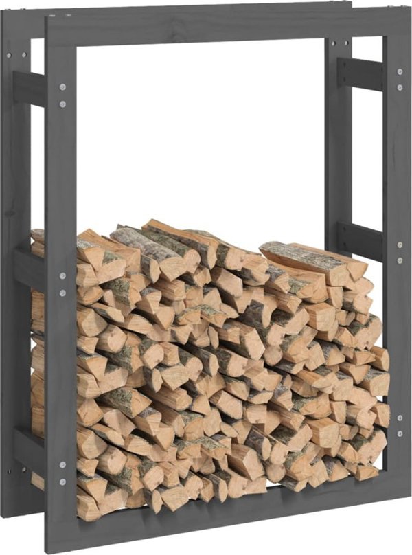 vidaXL Βαση για ξυλα καυσίμων γκρι 80x25x100 cm πευκόξυλο